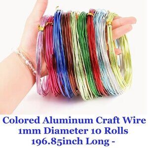 Colored Aluminum Craft Wire, 1mm Diameter 10 Rolls 196.85inch Long -